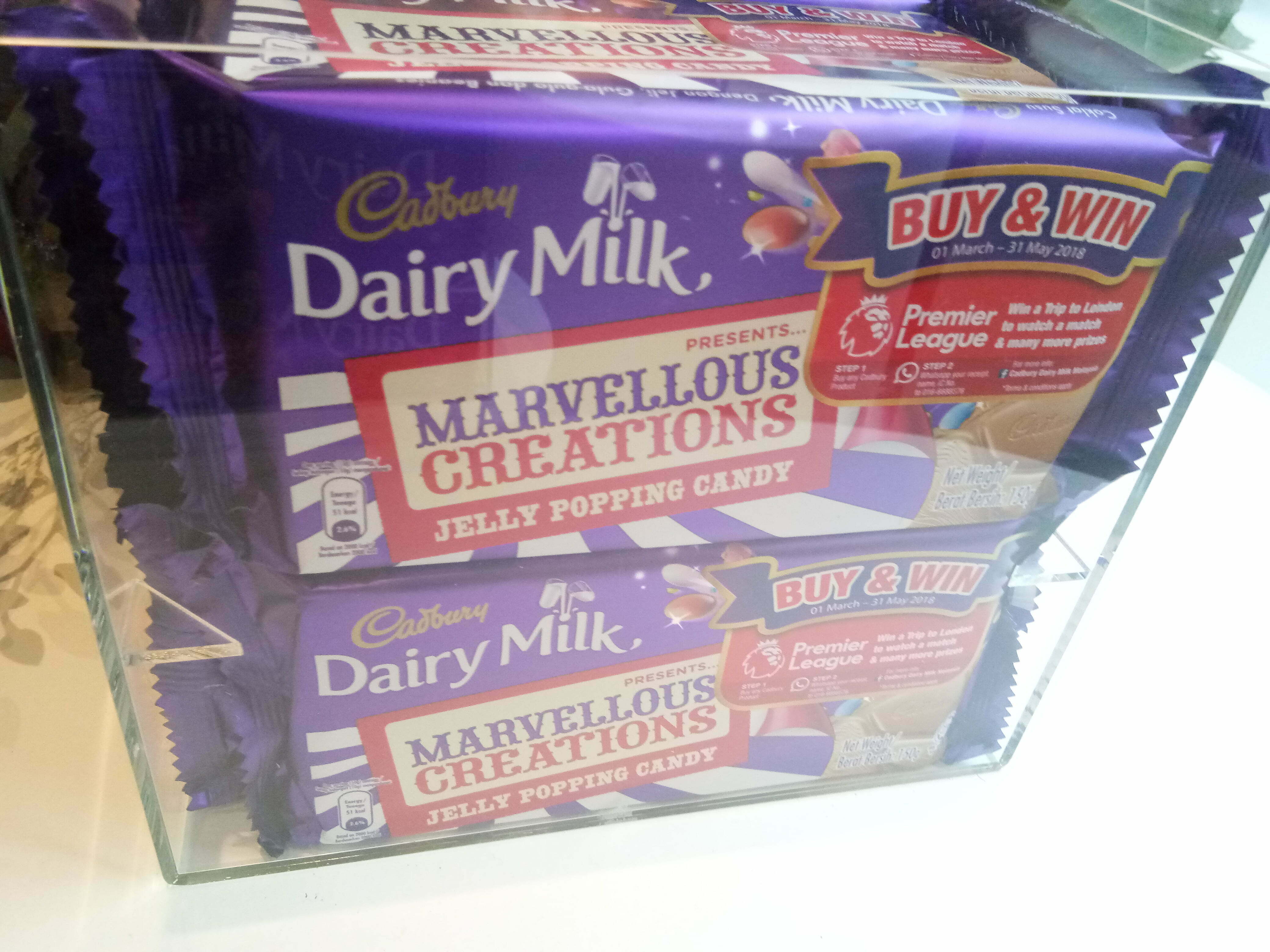 serta variasi produk yang baharu dan mengujakan seperti Cadbury Dairy Milk Oreo, Cadbury 5 Star dan Marvellous Creations.